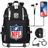 Football Team USB Charging Backpack School Notebook Travel Bags