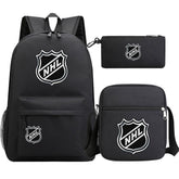 Hockey Team Printed Schoolbag Backpack Shoulder Bag Pencil Bag 3pcs set for Kids Students