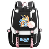 Bluey Bingo Waterproof Backpack School Notebook Travel Bags USB Charging