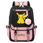 Pokemon Pikachu Waterproof Backpack School Notebook Travel Bags USB Charging