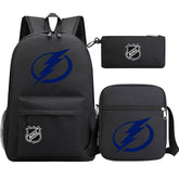 Tampa Bay Lightning Hockey League Printed Schoolbag Backpack Shoulder Bag Pencil Bag 3pcs set for Kids Students