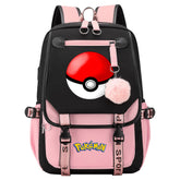 Pokemon Monster Ball Waterproof Backpack School Notebook Travel Bags USB Charging