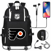 Philadelphia Flyers Hockey League USB Charging Backpack School Notebook Travel Bags