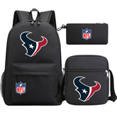 Houston Texans Football Team Printed Schoolbag Backpack Shoulder Bag Pencil Bag 3pcs set for Kids Students