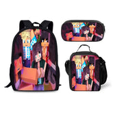 Aphmau Backpack Schoolbag Lunch Bag Pencil Bag for Kids Students 3PCS