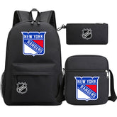 New York Rangers Hockey League Printed Schoolbag Backpack Shoulder Bag Pencil Bag 3pcs set for Kids Students