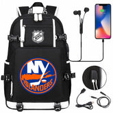New York Islanders Hockey League USB Charging Backpack School Notebook Travel Bags