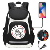 Amsterdamsche Football Club USB Charging Backpack School Notebook Travel Bags