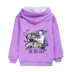 Taylor Swift Superstar Sherpa Lined Hoodie Fleece Sweatshirt Full Zip Hooded Jacket for Kids
