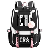 CR7 Football Ronaldo Waterproof Backpack School Notebook Travel Bags USB Charging