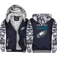 Philadelphia Football Eagles Unisex Lined Hoodie Fleece Sweatshirt Full Zipper Hooded Thicken Jacket