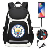 Manchester City Football Club USB Charging Backpack School Notebook Travel Bags