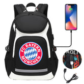 Bayern Munich Football Club USB Charging Backpack School Notebook Travel Bags