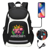 2025 Minecraft Movie USB Charging Backpack School Notebook Travel Bags