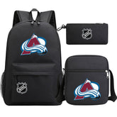 Colorado Avalanche Hockey League Printed Schoolbag Backpack Shoulder Bag Pencil Bag 3pcs set for Kids Students