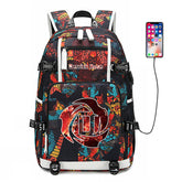 Detroit Pistons Basketball Rose USB Charging Backpack School Notebook Travel Bags