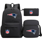 New England Patriots Football Team Printed Schoolbag Backpack Shoulder Bag Pencil Bag 3pcs set for Kids Students