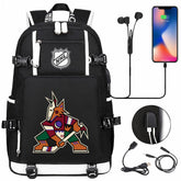 Arizona Coyotes Hockey League USB Charging Backpack School Notebook Travel Bags
