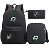 Dallas Stars Hockey League Printed Schoolbag Backpack Shoulder Bag Pencil Bag 3pcs set for Kids Students
