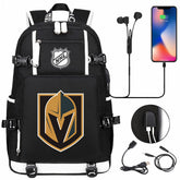 Vegas Golden Knights Hockey League USB Charging Backpack School Notebook Travel Bags