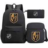 Vegas Golden Knights Hockey League Printed Schoolbag Backpack Shoulder Bag Pencil Bag 3pcs set for Kids Students