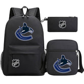 Vancouver Canucks Hockey League Printed Schoolbag Backpack Shoulder Bag Pencil Bag 3pcs set for Kids Students