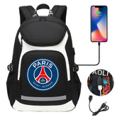 Paris Saint Germain Football Club USB Charging Backpack School Notebook Travel Bags
