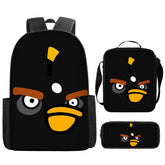 Angry Birds Full Printed Backpack Schoolbag Travel Notebook Bag Lunch Bag Pencil Bag for Kids Students 3PCS