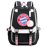 Bayern Munich Football Club Waterproof Backpack School Notebook Travel Bags USB Charging