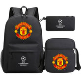 Manchester United Football Club Schoolbag Backpack Shoulder Bag Pencil Bag 3pcs set for Kids Students
