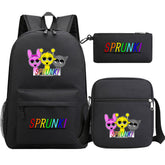 Sprunki Printed Schoolbag Backpack Shoulder Bag Pencil Bag 3pcs set for Kids Students