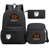 Houston Dynamo Soccer 3D Printed Schoolbag Backpack Shoulder Bag Pencil Bag 3pcs set for Kids Students