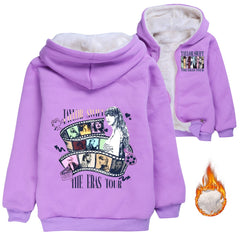 Taylor Swift Superstar Sherpa Lined Hoodie Fleece Sweatshirt Full Zip Hooded Jacket for Kids