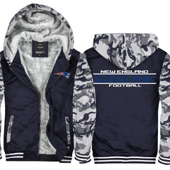 New England Football Team Patriots Unisex Lined Hoodie Fleece Sweatshirt Full Zipper Hooded Thicken Jacket