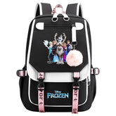 Frozen Elsa Anna Princess Waterproof Backpack School Notebook Travel Bags USB Charging