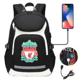 Liverpool Football Club USB Charging Backpack School Notebook Travel Bags