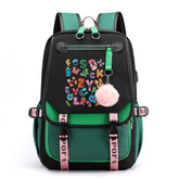 Alphabetic Waterproof Backpack School Notebook Travel Bags USB Charging