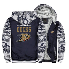 Anaheim Ducks Hockey Team Unisex Lined Hoodie Fleece Sweatshirt Full Zipper Hooded Thicken Jacket