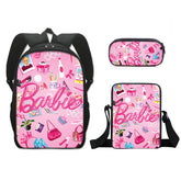 Barbie 2023 Full Printed Backpack Schoolbag Travel Notebook Bag Lunch Bag Pencil Bag for Kids Students 3PCS