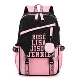 Blackpink Waterproof Backpack School Notebook Travel Bags USB Charging