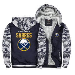 Buffalo Sabres Hockey Team Unisex Lined Hoodie Fleece Sweatshirt Full Zipper Hooded Thicken Jacket
