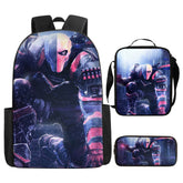 Deathstroke Full Printed Backpack Schoolbag Travel Notebook Bag Lunch Bag Pencil Bag for Kids Students 3PCS