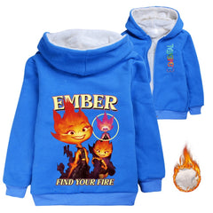 Elemental Amber Wade Sherpa Lined Hoodie Fleece Sweatshirt Full Zip Hooded Jacket for Kids