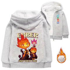 Elemental Amber Wade Sherpa Lined Hoodie Fleece Sweatshirt Full Zip Hooded Jacket for Kids