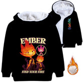 Elemental Amber Wade Sherpa Lined Hoodie Fleece Sweatshirt Full Zip Hooded Jacket for Kids