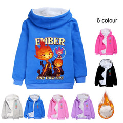 Elemental Amber Wade Sherpa Lined Hoodie Fleece Sweatshirt Full Zip Hooded Jacket for Kids