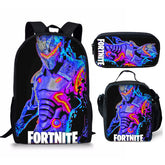 Fortnight Full Printed Backpack Schoolbag Travel Notebook Bag Lunch Bag Pencil Bag for Kids Students 3PCS