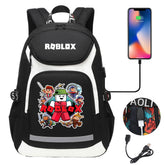 Roblox USB Charging Backpack School Notebook Travel Bags