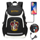Gryffindor Ravenclaw Hufflepuff Slytherin USB Charging Backpack School Notebook Travel Bags