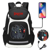 How to Train Your Dragon USB Charging Backpack School Notebook Travel Bags